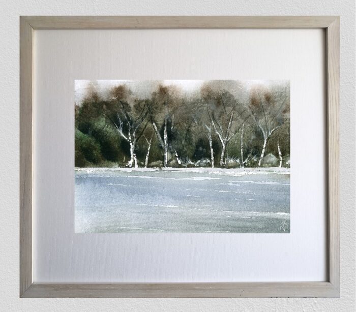 Lakeside_Trees_Lanscape_Art_Print_Framed