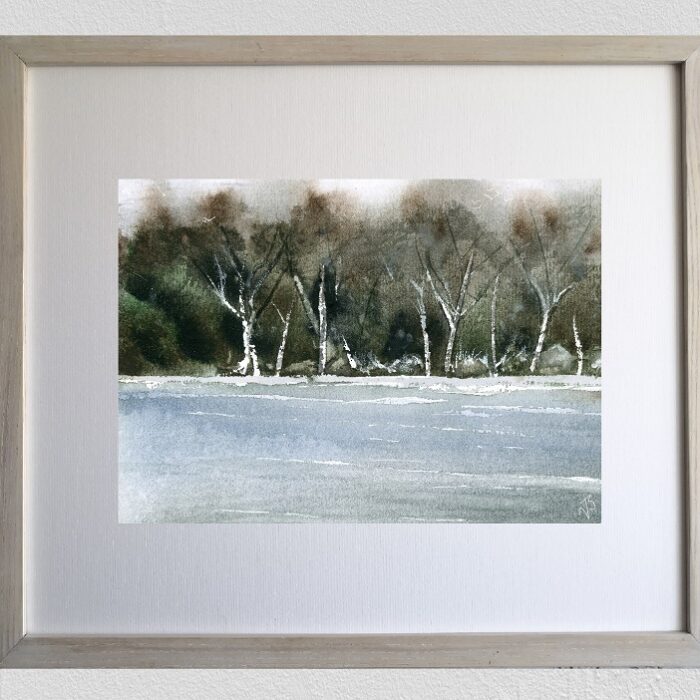 Lakeside_Trees_Lanscape_Art_Print_Framed