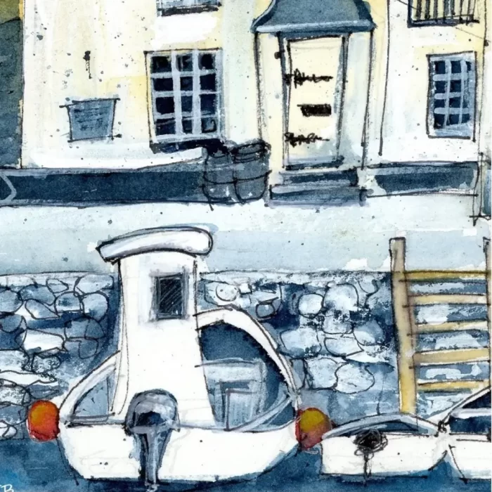 "Blue Peter Inn Polperro, Cornwall" - Original Watercolour & Pen Artwork. - Image 4