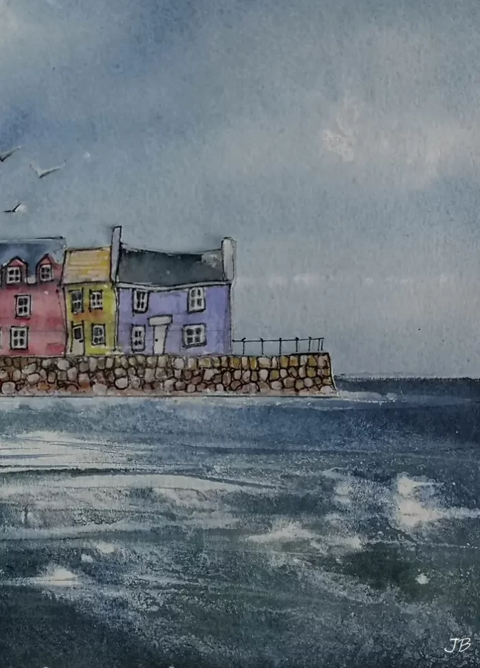 "Harbour Scene" - Original Watercolour & Pen Artwork. - Image 2