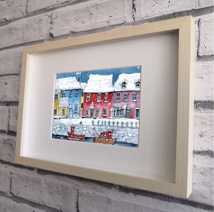 "Winter Harbour" - Original Watercolour & Pen Artwork. - Image 3