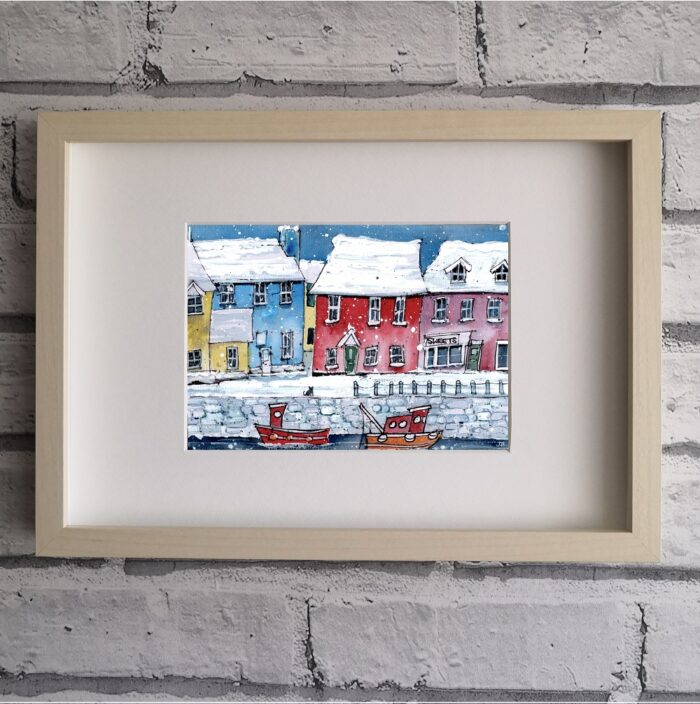 "Winter Harbour" - Original Watercolour & Pen Artwork.