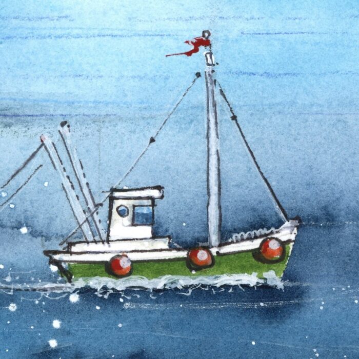 "Gone Fishing" - Original Watercolour, mixed media. - Image 4