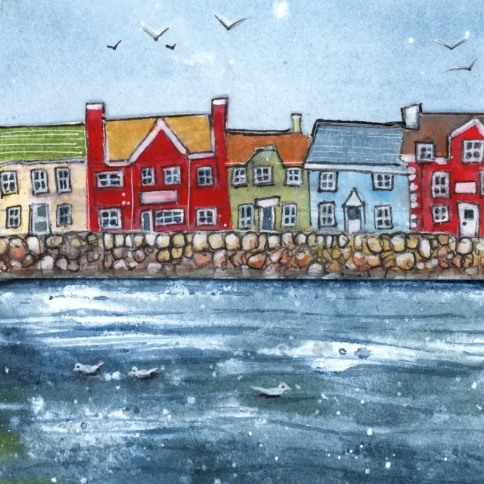 "Jolly Harbour" - Original Watercolour & Pen Artwork. - Image 2