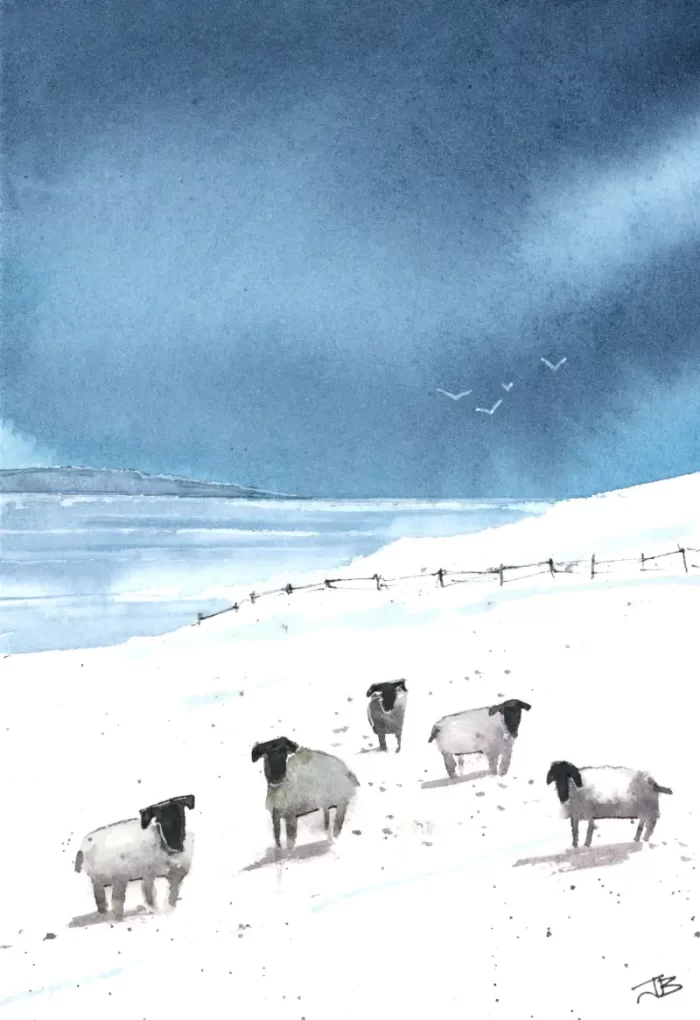 "Winter Woollies!" - Original Watercolour. - Image 2