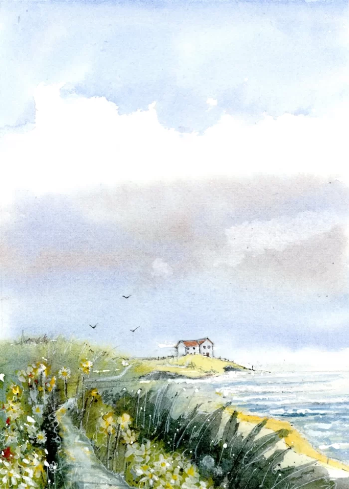 "Coastal path" - Original Watercolour. - Image 2