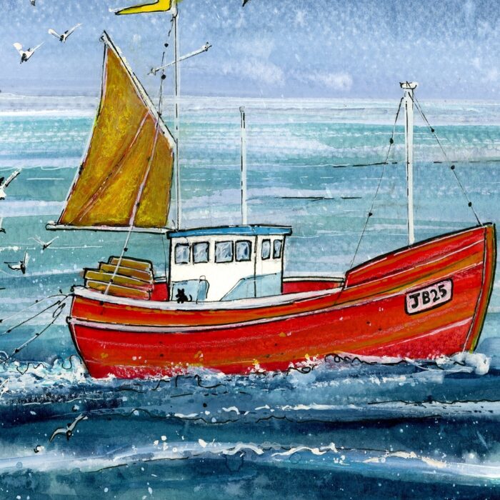 "Boat, Bait & Beaks" - Original Watercolour Artwork. - Image 5