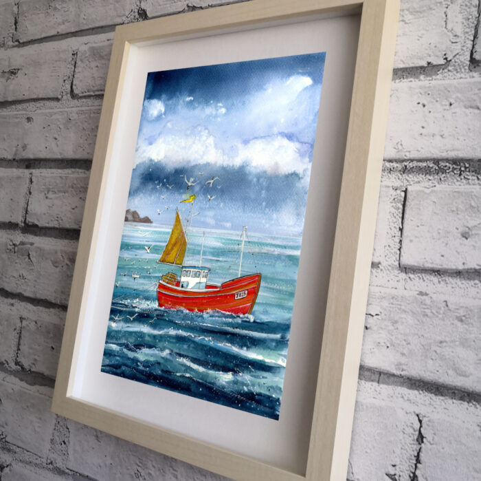 "Boat, Bait & Beaks" - Original Watercolour Artwork. - Image 3