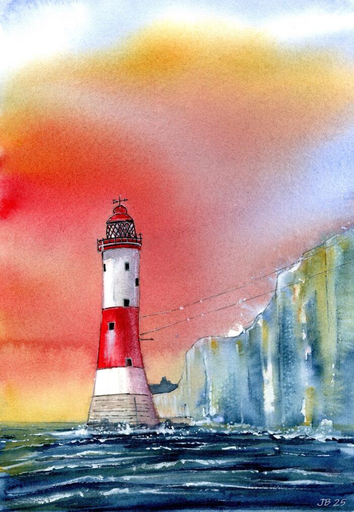 "Beachy Head Lighthouse" - Original Watercolour Artwork. - Image 2