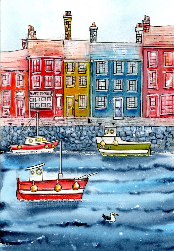 "Colourful Quay" - Original Watercolour Artwork. - Image 2