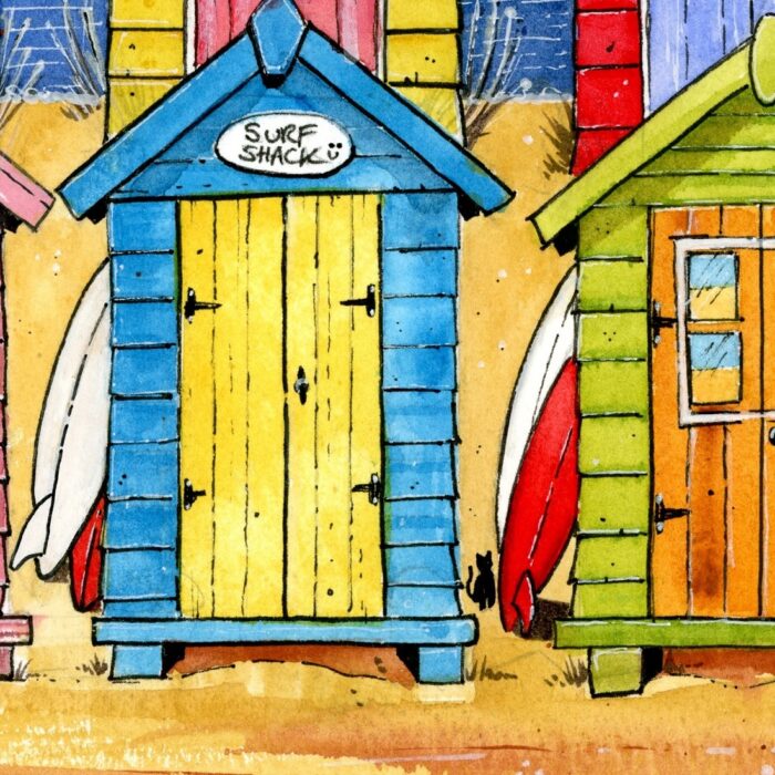 "Happy Huts" - Original Watercolour Artwork. - Image 4