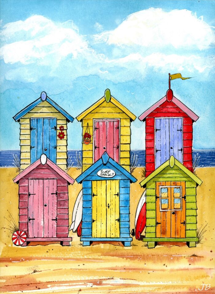 "Happy Huts" - Original Watercolour Artwork. - Image 2