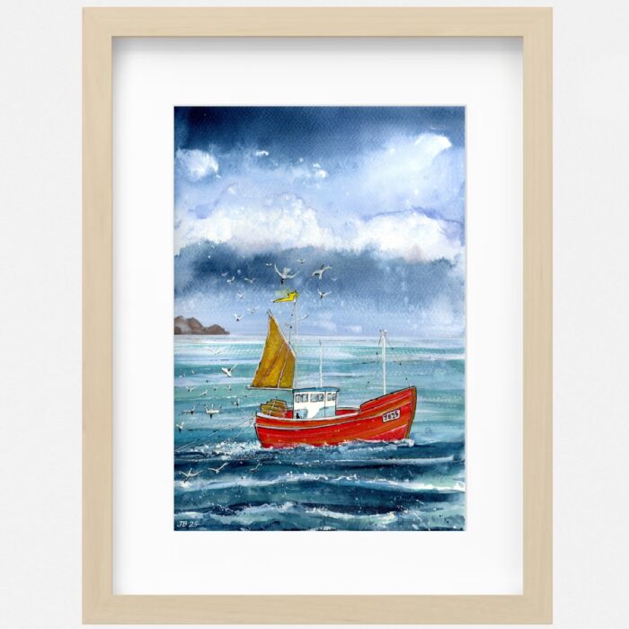 "Boat, Bait & Beaks" - Original Watercolour Artwork.