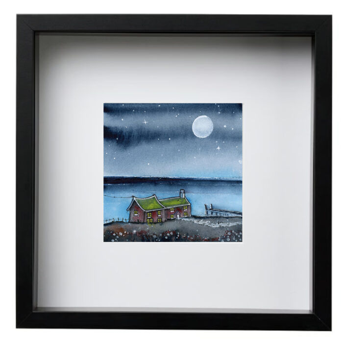 "Watchful Moon" - Original Watercolour & Pen