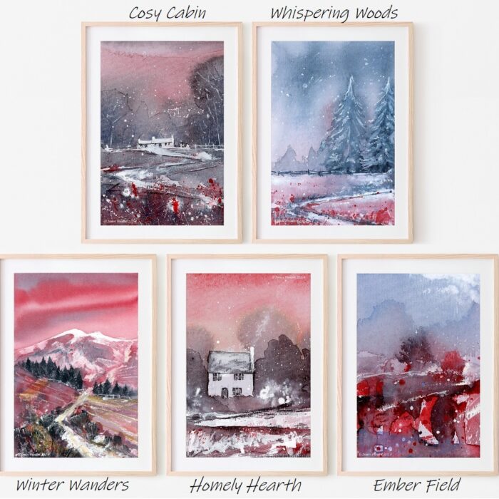Five Print Set "Winter Enchantment" - Watercolour Winter scenes